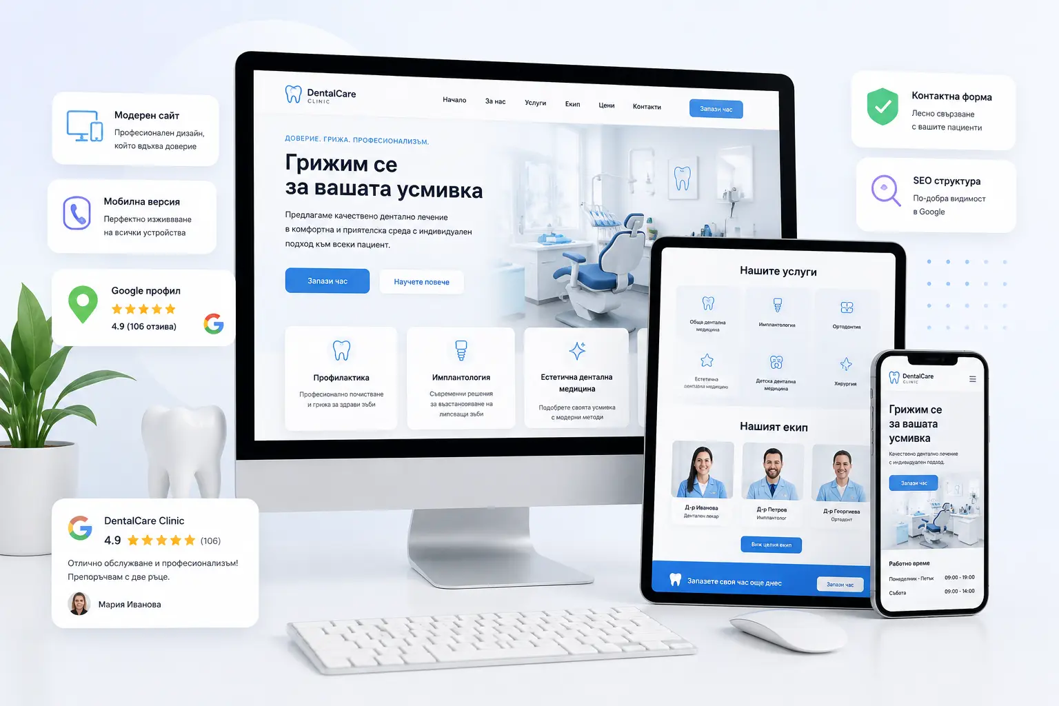 Модерен сайт за зъболекари и дентални клиники